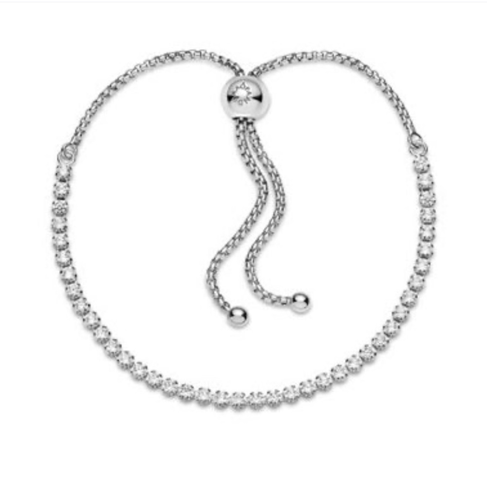 Pandora *Retired* Sterling Silver Sparkling Slider Tennis Bracelet up to 8.25"